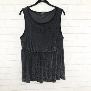 Torrid Black Velvet Burnout Leopard Peplum Top Plus Size 1X